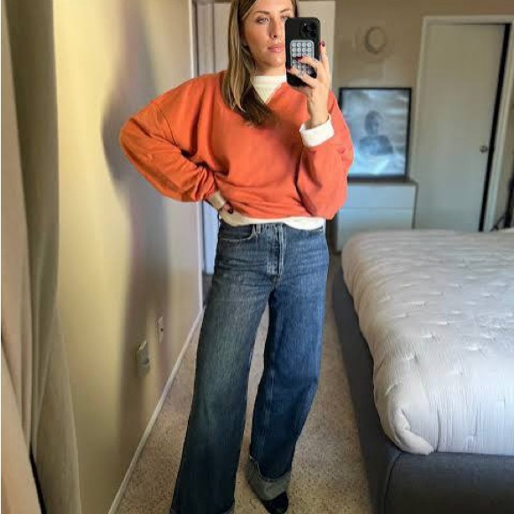 Agolde Dame wide-leg button-fly cuffed